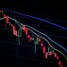 Close-up of a financial candlestick chart showing stock price movements