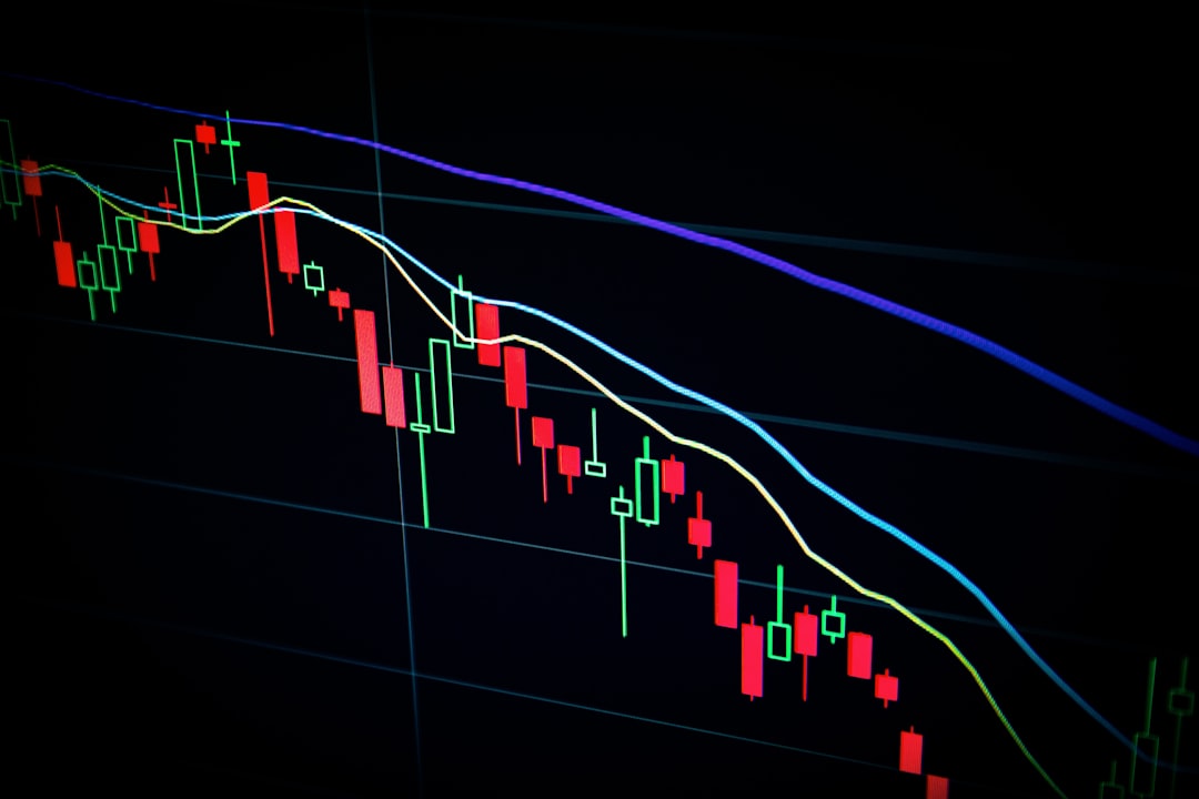 Close-up of a financial candlestick chart showing stock price movements